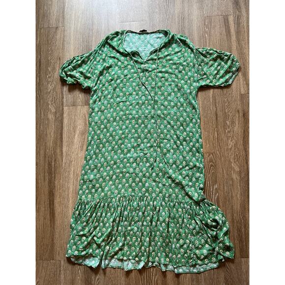 Zara Green print midi dress Large 3123566 - Picture 2 of 8
